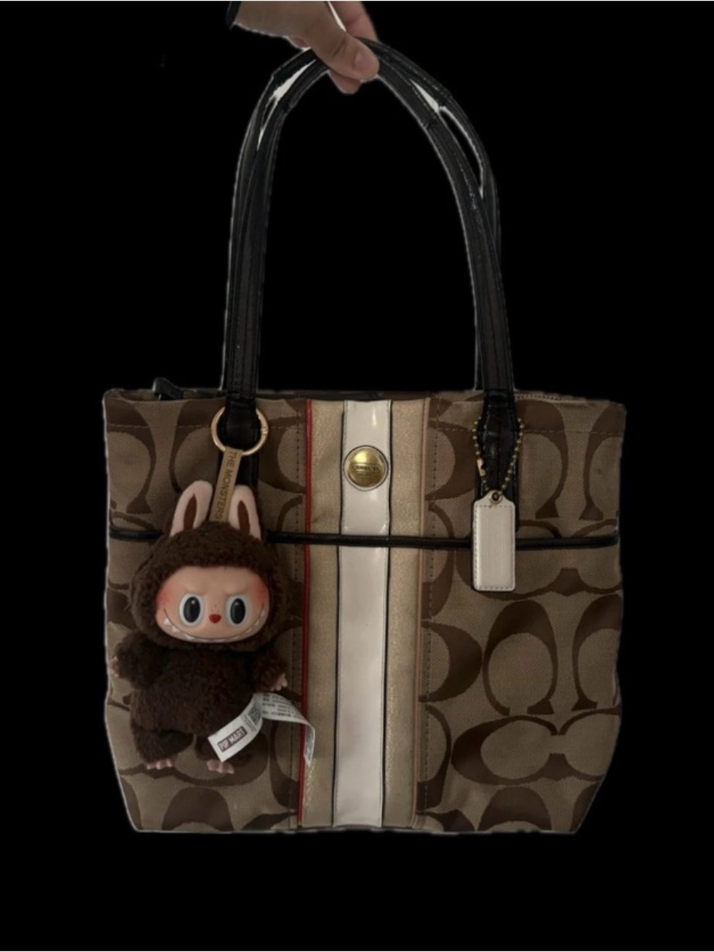 Coach Signature Canvas Brown Stripe Tote
